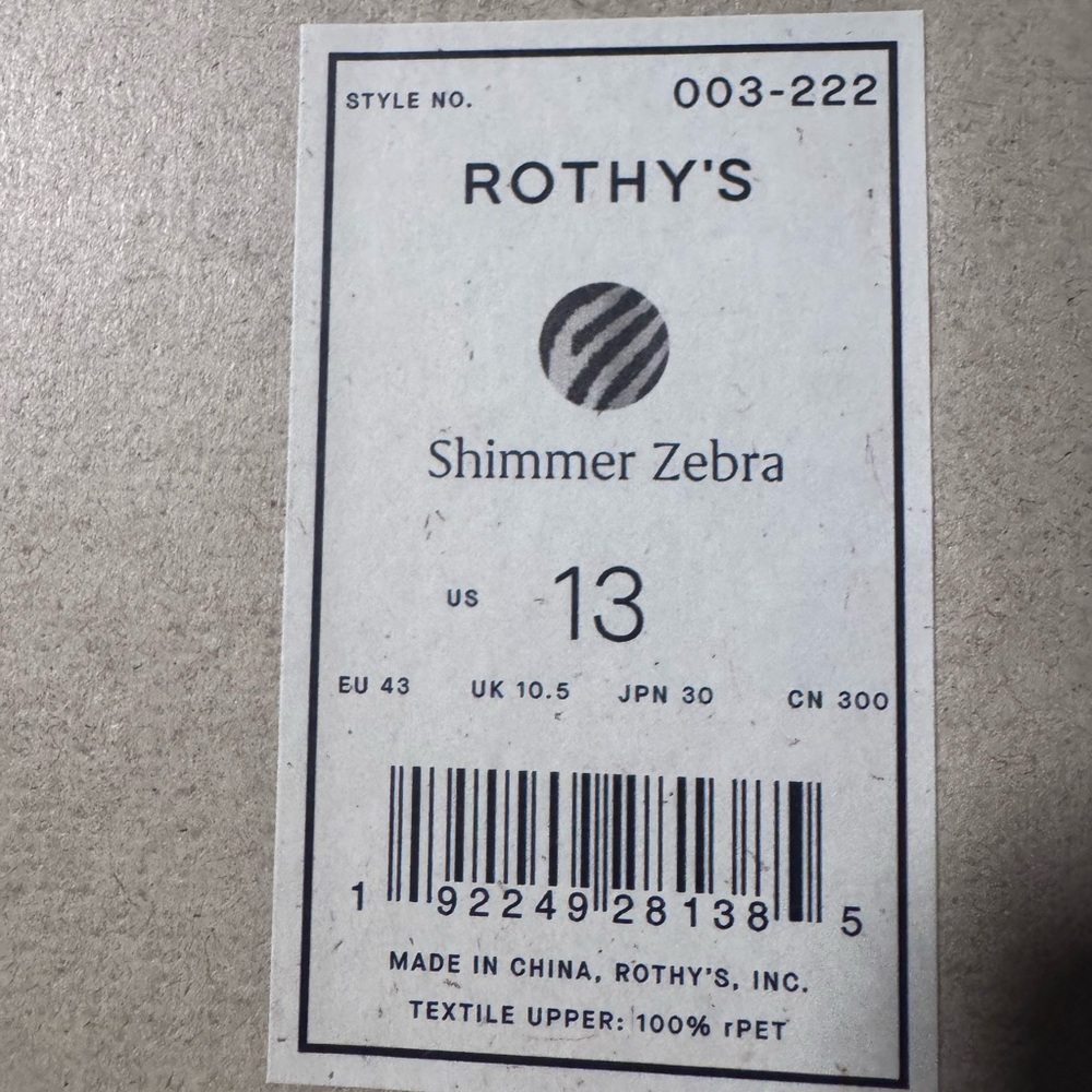 Rothy’s Shimmer Zebra Loafer